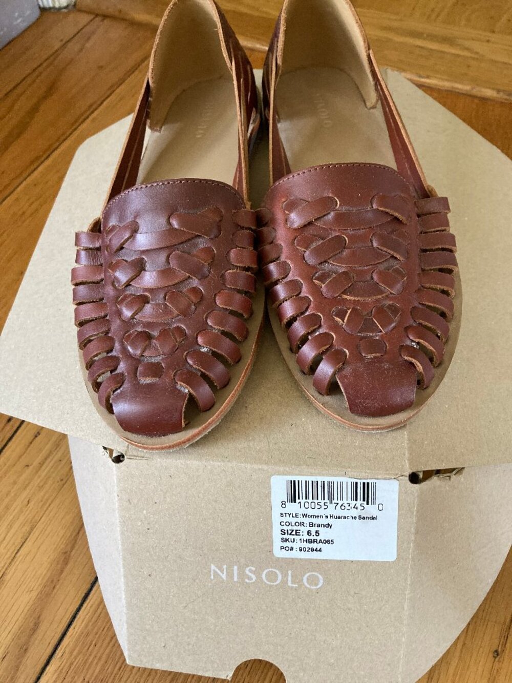 Nisolo Huarache Sandal, Brandy, Size 6.5